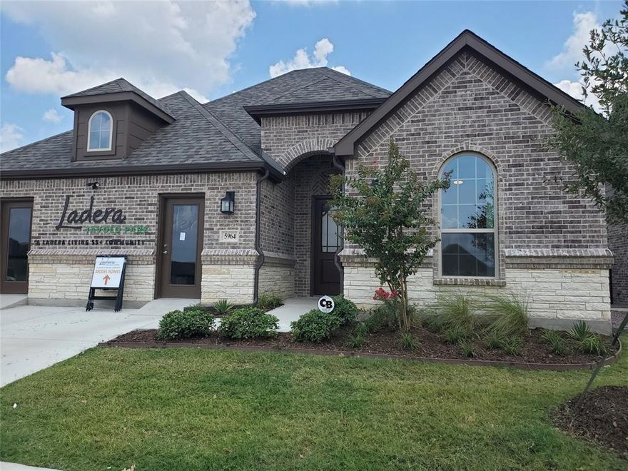 MLS# 21116088 - Built by Ladera Living - Ready Now! ~ Luxury awaits in this stunning Builder’s Model Home in Fort Worth’s premier 55+ gated community! Offered fully furnished—including appliances, furniture & décor—this home provides a true turn-key living experience. The Torino plan features an open layout with upgraded laminate flooring, quartz countertops, oversized island with breakfast bar, 5-burner gas cooktop, under-cabinet lighting, pantry & mudroom. Light-filled living area with stained ceiling beams, gas log fireplace & access to large covered patio. Private owner’s suite with dual vanities, walk-in shower, large walk-in closet & utility room with built-ins. Guest suite & home office located separately for privacy. HOA maintains front & back yards for easy lock-and-leave lifestyle. Enjoy resort-style amenities: clubhouse, fitness center, pickleball, pool, putting greens, grilling area, fire pit, dog park & walking trails. Excellent investment—builder requires lease-back under great terms!