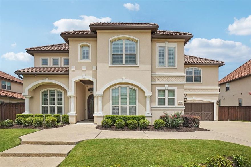 Welcome to this Toll Brothers built home in the prestigious Windrose at Phillips Creek Ranch. This home features impeccable landscaping & tile roof. Enter through the grand entrance w a custom barrel-vaulted ceiling, & be drawn to the expansive two-story private office. The formal dining space provides an elegant setting for gatherings. The living & kitchen area is the heart of the home. The kitchen boasts commercial-grade appliances, granite countertops, & a large butler's pantry. The living area features vaulted ceilings w wood beams & a gas fireplace, &large windows that offer a views of the backyard. The first floor hosts a private primary suite providing a serene retreat. Upstairs, discover a second primary suite, a game room, & true media room, perfect for family entertainment. Step outside to your own oasis! The backyard is an entertainer's dream w a covered patio, outdoor kitchen, custom covered living area w an outdoor fireplace, cabana & a stunning pool w a spa.