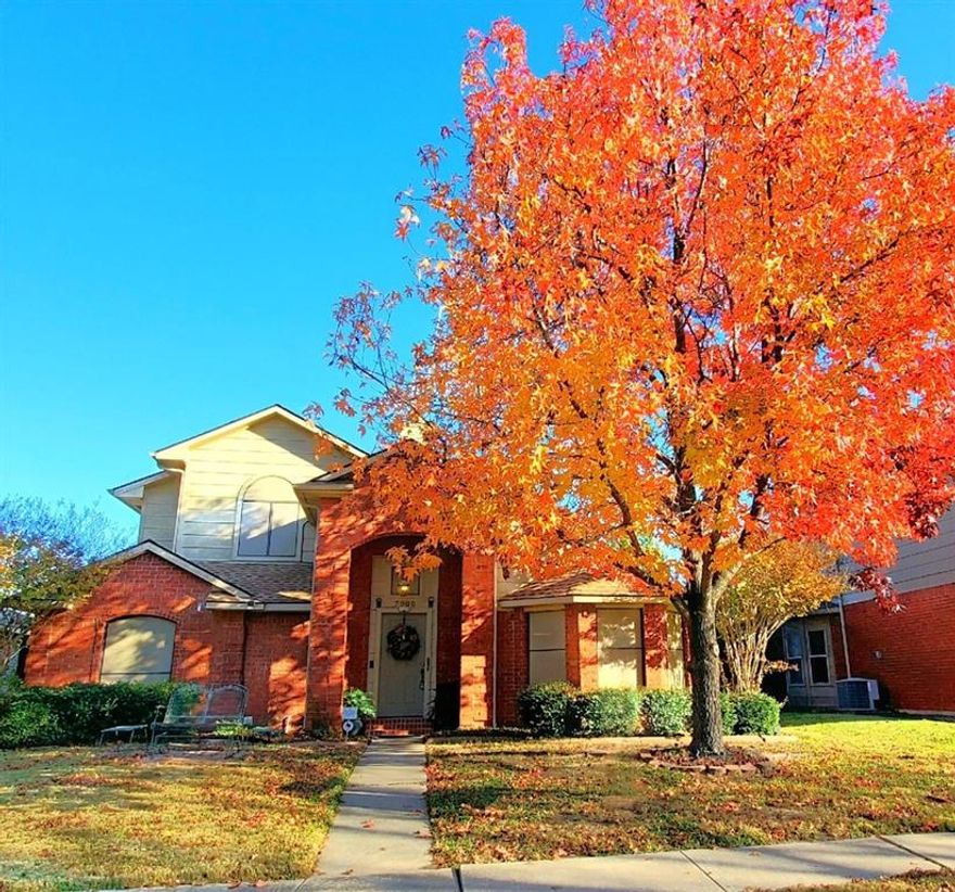 WELCOME HOME!!! Nestled on a quiet interior lot in the heart of Frisco, this charming 3-bed, 2 bath home features outstanding curb appeal, windows galore for an abundance of natural light, solar screens on all windows for privacy and energy efficiency.  The delightfully unique split bedroom floor plan boasts an entire second floor comprised exclusively of the truly private Owner's Suite: a generously sized Primary Bedroom with seating area, walk-in closet, and Ensuite Bath, featuring a large double vanity, lots of extra storage, a completely remodeled shower with multiple heavy-duty built-in grab bars for assistance and enhanced accessibility. A relaxing bathtub with soothing bubble jets completes the spa-like feel of your own private retreat upstairs. The two secondary bedrooms, their shared full bathroom, and laundry area are all conveniently located on the main floor, along with a coat closet, linen closet, and an extra-large storage closet under the stairs. Eat-in Kitchen with Bay Window has a BRAND-NEW Stainless Steel Electric Range with Convection & Air Fry Oven for quick & easy meal prep. Expansive family room looks out on your lovely backyard, which is encircled by a sturdy board-on-board fence, a garden bed and shed along the back wall, & topped off with a beautiful pergola, allowing you to enjoy your fully covered extended patio in rain or shine. 
This gem of a home has been lovingly treasured by Original Owner for 33 years and is ready for you to love it and make it your own! All major mechanicals meticulously maintained, serviced, & replaced when necessary. Many upgrades including: Entire HVAC system replaced 2020 w air scrubber & UV Lamp; Foundation repair 2024, followed by installation of Rain Bird automatic drip line to keep that refreshed foundation happy & healthy despite Texas heat; Foyer & Kitchen tile 2023; LVP 2024; New Hot Water Heater installed Nov. 2025; Custom Bruno Chair Stair-Lift for ultimate accessibility, & many more!!!