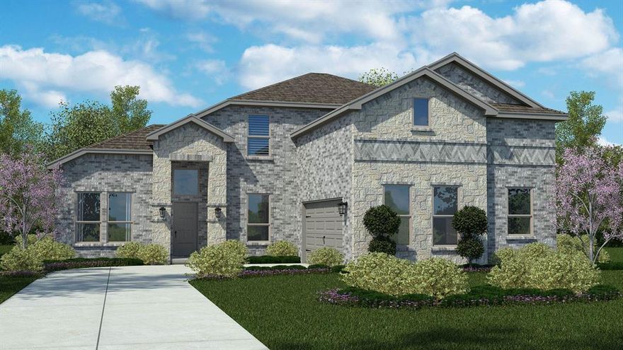 Beautiful new D.R. Horton home in the brand-new Eden Ranch community located in South Arlington and Kennedale ISD! The stunning two-story Valley Spring floorplan Elevation Z, with an estimated Summer completion, offers 4 bedrooms, 3 bathrooms, a dedicated study, game room, media room, and a 2-car garage, providing a versatile layout designed for both relaxation and entertainment. The first floor showcases a bright open-concept family room, dining area, and chef-inspired kitchen that flow together seamlessly. The kitchen is beautifully appointed with 42-inch upper cabinets with crown molding, quartz countertops, stainless steel appliances, ceramic tile backsplash, walk-in pantry, and a center island. A private study near the foyer offers the perfect space for work or quiet focus. The primary suite is located downstairs and features a well-appointed en-suite bath with dual quartz vanities, a 5-foot shower, a separate soaking tub, and a spacious walk-in closet. Upstairs, you’ll find a spacious game room, media room, and secondary bedrooms with a full bathroom for added convenience. Additional highlights include RevWood flooring in high-traffic areas, a mud room and dedicated laundry room, and a covered patio for outdoor enjoyment. America’s Smart Home Technology package is included, along with a landscape package with full sprinkler system and a fully fenced backyard, providing privacy and easy maintenance. With its large homesites, attractive home designs, and convenient access to shopping, dining, and major highways, Eden Ranch offers a comfortable lifestyle in a desirable part of the Mid-Cities area. Residents also benefit from an easy commute, with the airport approximately 20–25 minutes away, making travel and business trips simple and convenient. Eden Ranch combines suburban tranquility with everyday accessibility, making it an appealing place to call home.