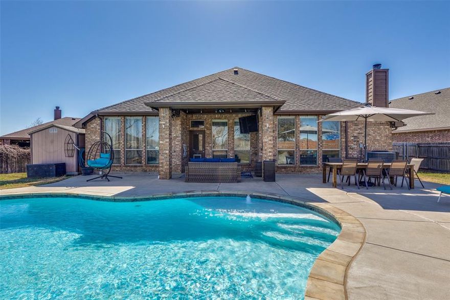 Located on a cul-de-sac in Villages of Woodland Springs and zoned to Keller ISD, this home sits on an oversized .32-acre lot, one of the largest in the neighborhood! The backyard is a true showstopper featuring a pool built in 2018 with a beautiful waterfall, expansive patio and pool deck, fire pit, and a huge yard perfect for entertaining or relaxing. Flexible floor plan offers 4 bedrooms or 3 bedrooms plus office, depending on your needs. Two additional flex spaces provide endless options for formal dining, second living, game room, or home office. Roof replaced in 2024 for added peace of mind. Minutes from Alliance Town Center with dining, shopping, and entertainment nearby. Don’t miss this incredible opportunity!