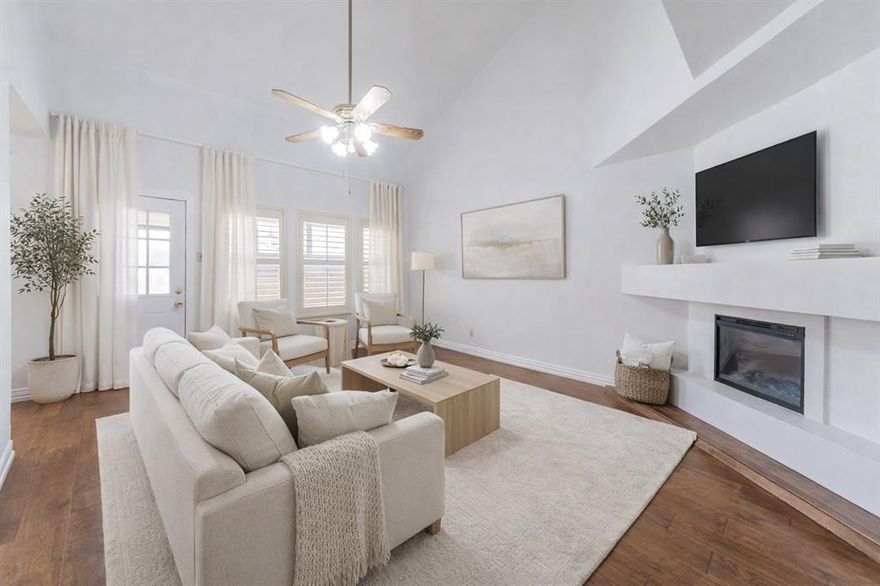 Welcome to this charming and freshly painted, 2-bedroom, 2.5-bath, end unit townhome featuring a highly desirable layout with the primary suite conveniently located downstairs. The inviting living area offers an electric fireplace, creating a cozy ambiance that flows seamlessly into the dining and kitchen spaces. The remodeled kitchen boasts granite countertops, and plenty of prep space—perfect for cooking and entertaining. The primary bathroom has been stylishly refreshed with a remodeled shower, and custom closet unit offering a spa-like feel. Upstairs, you’ll find a spacious loft ideal for a second living area, office, or flex space, along with an additional bedroom and full bath. Enjoy your morning coffee on the private front patio, or take advantage of the community amenities, including a sparkling pool and playground. This townhome also includes a carport and outdoor storage for added convenience.
Located just minutes from major highways, this home offers easy access to shopping, dining, and entertainment—making it perfect for commuters and anyone seeking convenience without sacrificing comfort. Schedule your showing today!