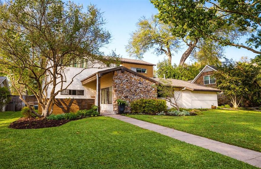 Live your Lake Highlands dream in this 2014 expanded mid-century modern on a tree-lined street. 9747 has standout curb appeal in this beautifully updated 4BR, 3.5BA, 2-story home with approx. 3,575 sq ft offers coveted access to White Rock Elementary and a flexible layout designed for the way people live today. Inside, an open, light-filled floor plan features warm flooring, generous windows, and a main living area that flows easily into the kitchen and dining spaces. The C-shaped kitchen is anchored by a large island and offers a smart, functional layout that keeps cooking and entertaining easy. The spacious dining area connects seamlessly to the kitchen and living room, with backyard views that make everyday meals and special occasions feel elevated. The first-floor primary suite boasts pitched ceilings and a calm, private feel. An oversized laundry room with mud cabinet adds everyday practicality and organization. Upstairs, well-sized bedrooms and baths provide great options for guests, teens, wit ha separate retreat. Step outside to your own private oasis with pool, hot tub, and plenty of space for relaxing, grilling, and hosting year-round. A detached approx. 200 sq ft pool house with a full bath offers the ultimate bonus space for a home office, gym, studio, or guests.

Improvements & renovations 
 • 2014 renovation and addition by New Leaf
 • First floor taken to studs and fully redesigned 2014
 • Complete second floor addition 2014
 • Two new HVAC systems 2014
 • Two tankless water heaters 2014
 • New gas piping to street 2014
 • New water and sewer lines 2014
 • Full sprinkler system 2014
 • New roof 2019

 • Landscape lightin • New gas piping to street (2014)
 • New water and sewer lines (2014)
 • Full sprinkler system (2014)
 • New roof (2019)
 • Landscape lighting added (2021)
 • Electric Gate 2021
 • Pool (chlorine) added in 2021
 • Detached ADU pool house with full bath added 2021 approx. 200 sq ft