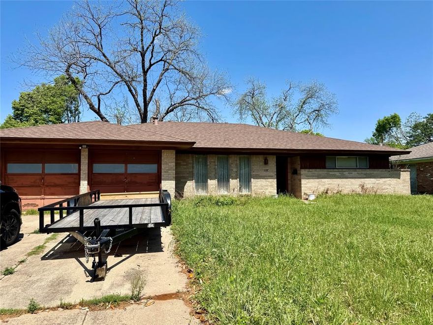 Central Arlington home in need of updates. Great floorpan with formal living room and dining room, large den with fireplace, large kitchen with lots of storage. Bonus room can be used as bedroom, office, or game room. Oversized two car garage with workspace. Pool in backyard needing repairs.