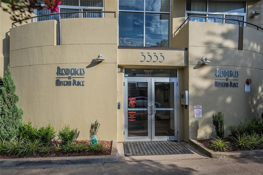 Nestled in the heart of the Cultural District, this stunning condo sits between the new Crescent Hotel and UNT Health Science Center, just steps from world-class museums, renowned restaurants, boutique shopping, and the Trinity Trails. Downtown Fort Worth and Dickies Arena are just five minutes away, with TCU and the Medical District less than ten. Inside, expansive floor-to-ceiling windows fill the living and loft spaces with natural light, while a spacious balcony extends the living area outdoors. Thoughtful upgrades include hardwood flooring, granite kitchen counters, and designer lighting throughout. The primary suite offers a peaceful retreat with a spa-like ensuite bath, dual vanities, and a generous walk-in closet. A versatile loft adjoining the suite provides the perfect spot for a home office, fitness space, or creative studio. The split-bedroom layout ensures privacy for guests, making this home as functional as it is stylish. Perfectly suited for a lock-and-leave lifestyle, this condo combines convenience, comfort, and contemporary design in one of Fort Worth’s most sought-after locations. Fridge, Washer and Dryer available with property. Garage Spaces are both 2210.