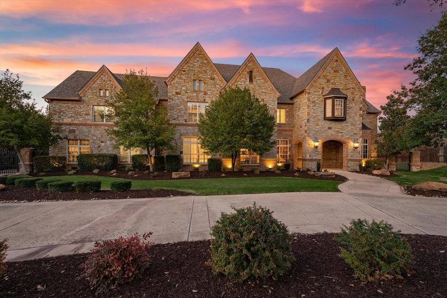 This fully equipped grand Southlake estate sits on a full acre of lush grounds at the end of the Enclave Court cul-de-sac. The French Normandy inspired Jeff Hatfield custom Texas masterpiece delivers an incredible blend of indoor and outdoor entertaining. Showcasing beautiful formals, executive office, wine cellar, gourmet kitchen, multiple living spaces, theatre, home gym, primary and guest suites all downstairs. Upstairs provides spacious game room, full bar, and 4 additional bedrooms. Outside, 2 covered patios, full kitchen, custom Claffey pool and spa, vast lawn space, and the utmost privacy. Welcome home!