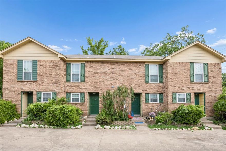 Amazing opportunity to own a well-maintained brick Turnkey 4-plex in Fort Worth. (3736 Bonnie Drive is also for sale for $650,000. MLS 21264178). Each building has 4 units that are 2-bedroom, 1.5-bath. Each unit offers a private patio and backyard space, providing added comfort and privacy for tenants. A private concrete parking lot is located at the rear of the building and individually metered electric for each unit, helping reduce owner expenses. Long-term property management is currently in place and available to continue services for a seamless transition if desired by the new owner. Excellent opportunity for investors seeking steady rental income and acquire a larger multi-family portfolio package! Also a great 1031 exchange opportunity! No HOA