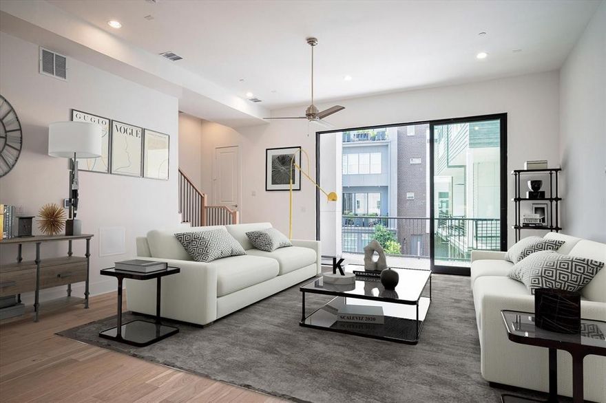 MOVE IN READY! CLOSEOUT PRICING SPECIAL. See Builder Salesperson for details. Only 2 homes left. Enjoy view of the pool and the urban night sky from your rooftop deck in a unique Oak Cliff GATED community.  Modern 4 story, 3 bed 3.5 bath, 2 car with game room townhome. 2 BALCONIES!!! Enjoy 12 ft ceilings, 8ft doors, large windows, all wood floors (no carpet).  Best part is the 20X22 game room with a 10ft wide 3-PANEL SLIDING GLASS door that opens to a fantastic 17 FT wide by 11 FT deep rooftop deck overlooking the luxurious resort style pool. You will love the interior features (ALL WOOD FLOORS, STACKED SOFT-CLOSE CABINETRY, FREE-STANDING PRIMARY TUB, 3CM QTZ, BOSCH APPLANCES). Your northern neighbors are downtown’s wonders, the Farmer’s Market to 5-Star dining, Bishops Arts your southern. Come see! At closing, Seller agrees to pay up to $40,000 towards closing costs, pre-paids and or discount points (“Promotion”).