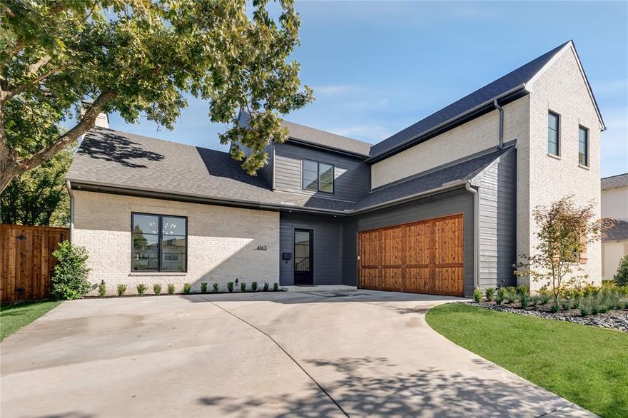 A talented design team created this NEW CONSTRUCTION unique Midway Hollow transitional styled home with wide plank hardwood floors, 11 foot ceilings, wood burning fireplace & Jeld Wen wood clad windows. Two living areas, study & primary suite downstairs with game room, three bedrooms with ensuite baths upstairs. The open island kitchen features quartz counters, GE Monogram appliances with built in refrigerator. The primary suite offers a sitting area, marble floors in bathroom, tub, shower & a custom closet. Other features include foam insulation, landscaped & irrigated lawn, covered patio, Trane 17 SEER HVAC & Epoxy coated garage floor.   Blocks from dining options & Central Market Grocery.