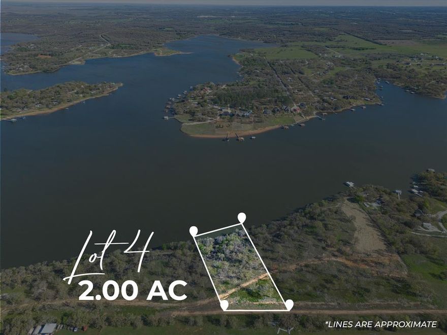 Come live the Lake Life on Lot 4 at Carter Heights. With its sweeping view of the lake, plentiful oak trees, and rocky bluffs with deep water access.

Located on Lake Amon Carter near Bowie Texas, Carter Heights is a lakefront community offering a limited number of build-to-suit lots. All properties offer either dock-able direct property lake access or convenient access to public dock facilities. Enjoy a serene setting with small-town feel near a golf club – an ideal place to build the lake home you’ve always dreamed of owning. Whether this is your getaway or your year-round home, you’ll love living the lake life in Carter Heights. WATER AND ELECTRICITY AVAILABLE!!