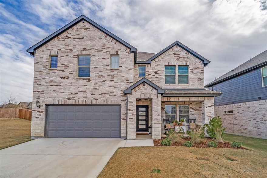 New Year, Newer House — Move-In Ready & Full of Upgrades on this newly built home. How do you make greatness even better? Welcome to this beautifully upgraded 5-bedroom, 2.5-bath home, perfectly blending modern comfort with warm farmhouse touches. Every corner has been thoughtfully enhanced to create a space that feels both stylish and functional.  Property Highlights include 5 spacious bedrooms — including a flex-media room thoughtfully converted into a true 5th bedroom by added doors, Cozy farmhouse charm throughout, featuring an office with antique doors and upgraded finishes, upgraded kitchen with a farmhouse sink, butcher-block island, upgraded fixtures and handles, plus a built-in water filter, Extended patio to a total of 37' for lots of outdoor entertaining space, complete with exterior fans, a wood screen for additional privacy, and a back porch swing for relaxing evenings. Large premium lot with planter boxes, a wide backyard gate, and added exterior outlets. Primary suite upgrades including opening windows for fresh airflow and custom shoe shelving in the closet. Laundry room with added cabinetry for extra storage. Garage enhancements include painting, added cabinets and ceiling storage solutions. 
HVAC air freshener system installed for high end hotel perfume smell. Chandelier added to office for an elevated workspace ambiance. Outdoor Living
The backyard is designed for enjoyment and convenience—perfect for gatherings, gardening, or simply unwinding. With the extended patio, porch swing, and thoughtful upgrades, it’s a true extension of your living space. Zoned for Award-Winning Schools. Located in the highly sought-after zone for North Crowley High School, home of the 2024 State Football Champions—a major bonus for families seeking top-tier athletic programs. All situated on large lot on a cul-de-sac for added privacy! Buyer and buyer's agent due diligence regarding info provided.