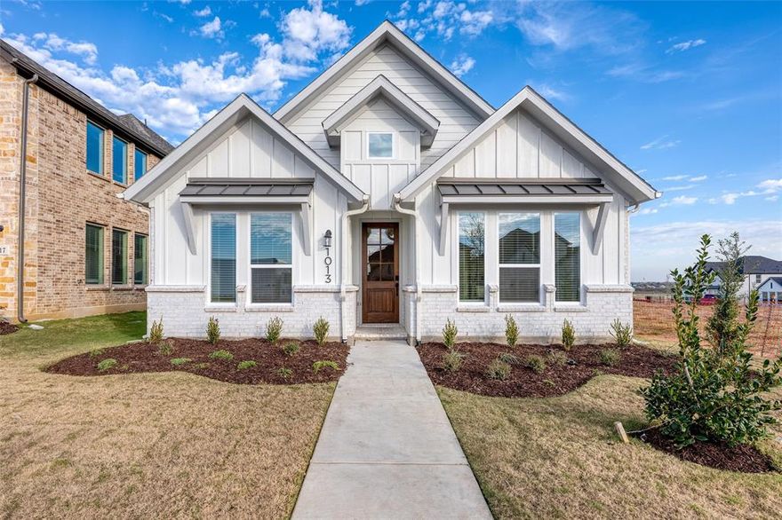 Gorgeous, never lived in, highly upgraded Taylor Morrison 3 bedroom one-story in The Ranch at Uptown near downtown Celina. Enjoy designer finishes, beautiful flooring, a bright open layout with pantry, and a front-door entry keypad. Washer, dryer, refrigerator, and blinds are included. The community pool is currently under construction and anticipated to be open before summer.