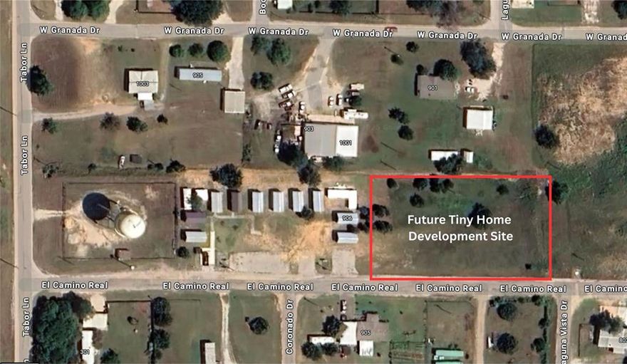 Incredible opportunity to develop your own tiny home community within city limits on nearly a full acre of land, already zoned and approved for tiny home development. No need to worry about drilling a well or installing septic system. This property is city-serviced and ready for utility connection. Electricity is available nearby through Wise Electric Co-Op.

The current owner has done the heavy lifting and will provide a plat map, topographic survey, and the approved zoning ordinance for tiny home use. All that’s left is for the new owner to bring in utilities, place TDLR certified tiny homes on permanent foundations, and start generating income.

With sky high demand for affordable housing in the area and a track record of 100% occupancy at the neighboring tiny home community, this is an excellent investment opportunity for knowledgeable developers, investors, or visionary entrepreneurs ready to meet a growing market need.

Don’t miss this chance to create a thriving, high-demand rental community with a large portion of the leg work already done for you!