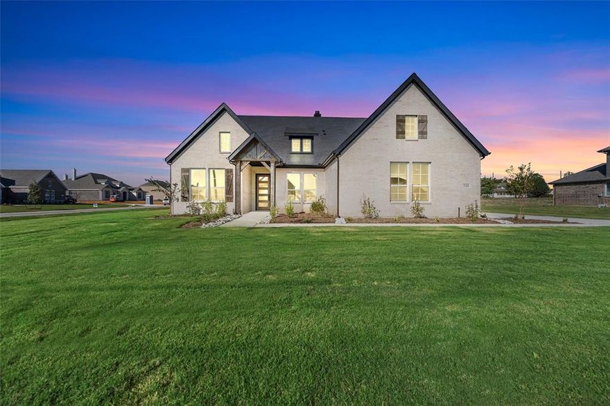 Estimated October 2025 completion! Ask us about our Trade In Trade Up program, we can buy your home! Upon entering the home off the front porch, you’re welcomed by an inviting foyer. Immediately to the left is a hallway with a bedroom, walk-in closet and full bathroom, as well as a linen closet. Past the foyer is the family entry, with storage space and mud bench, which leads to the laundry room and two or three car attached garage. Through the entrance, the home opens up to a large family room with a stately fireplace. Adjacent to the family room is a gourmet kitchen, equipped with a walk-in pantry, ample counter space and an oversized island. Finishing off this open-concept living area is a dining space which overlooks the covered back patio. A hall leads to two bedrooms with walk-in closets, another linen closet and a shared full bathroom. The back corner of the home offers privacy for the owner’s suite, featuring a massive walk-in closet and bathroom with a dual-sink vanity, standalone soaking tub and glass-enclosed shower.