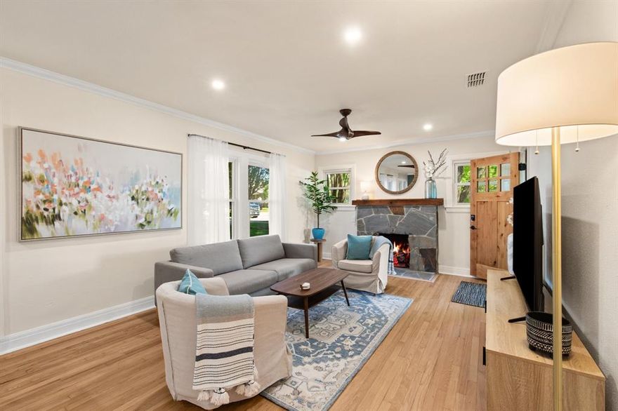 Welcome home to this fully renovated charmer in Arlington Heights!  This 1937 brick Tudor sits on a large corner lot with a detached 2 car garage, multiple outdoor living areas, professional landscaping, fully fenced and lighted outdoor space near major roads, but on a street with very little car traffic. The covered front porch invites you to bring a coffee, a glass of wine and a good book, sit under the canopy of mature shade trees, watch neighbors strolling by.  Inside, this home has been professionally renovated to the highest standards with new plumbing, new electrical, new HVAC, updated energy efficient windows and new roof. Newly renovated and expanded kitchen with quartz counters, 36 in gas chef's range, pot filler and solid wood cabinetry. Custom high end marble wall tile.  Beautifully refinished, pristine nearly 90-year wood floors add character and warmth throughout. Open concept living space with very private bedrooms. Every room boasts multiple windows bringing in natural light that is seldom found in homes of this era.  Luxury primary bedroom suite built with privacy in mind boasts amazing custom walk in closet and new spa like bath with marble shower and vanity wall.  Bonus sunroom can be used as office space, garden room or a Zen like space for escape and relaxation. Rare 2 car garage with bonus storage workshop space. New irrigation system for easy landscape care.  Just minutes from The Bricks on Camp Bowie by car or on foot. Easy access to Downtown, Central Market, TCU, Dickies, Clear Fork and all Fort Worth has to offer! All within the very peaceful and historic Arlington Heights neighborhood with mature trees, and sidewalks for morning and evening walks. EVERYTHING you can think of has already been done - all you need to do is move in and add your story to the 90 years that preceded you!