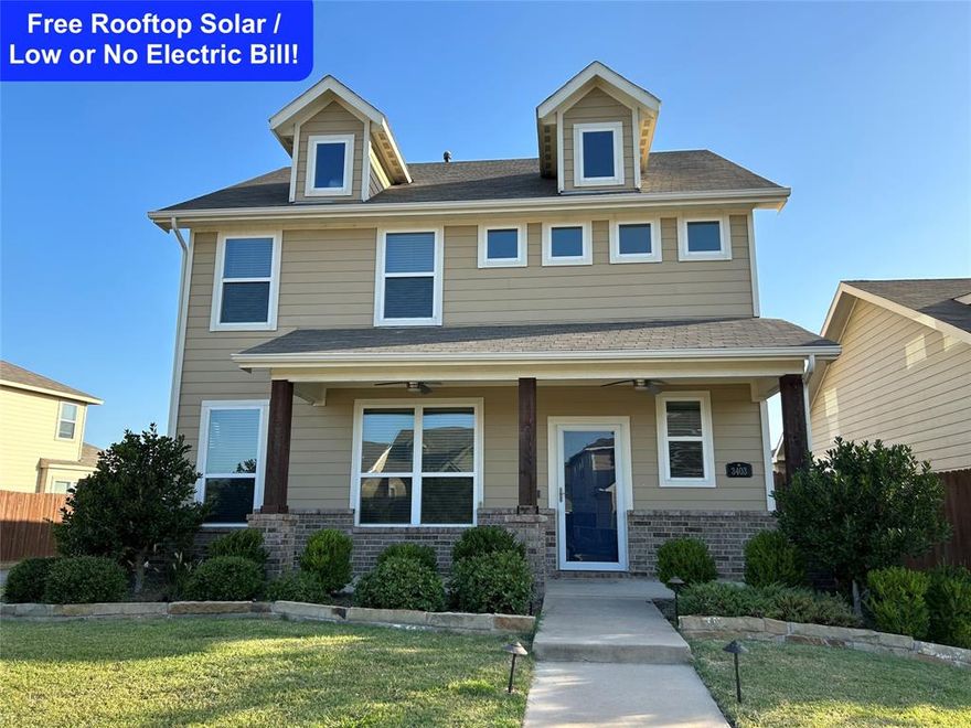 FREE SOLAR ENERGY - LOW OR NO ELECTRIC BILL! This beautiful farmhouse in the Heartland Community and Crandall ISD (Hollis Dietz Elementary, Heartland Middle School) offers an open floor plan with a kitchen area featuring quartz countertops, ample cabinet space, a walk-in pantry, and stainless steel appliances. The home includes two living areas and split bedrooms, with the primary suite on the first level, boasting a spacious bathroom with a separate tub, shower, and walk-in closet. Upstairs, you’ll find two additional bedrooms and a large game room. The property has vinyl plank floors on the main level, carpet on the second level, two side backyards, and a two-car garage. Notably, the landlord covers the cost of rooftop solar panels, significantly reducing the monthly electric bill and lowering the cost of living for tenants compared to other properties. Enjoy the community amenities, including a pool, fishing spots, fitness center, jogging and bike paths, a lake, park, and playground.