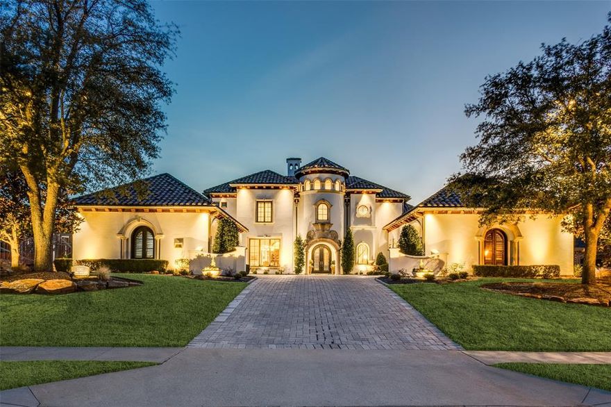 Beautiful former Bella Custom model Home Situated on almost an acre lot on one of the most sought-after streets in the Highly acclaimed guard gated Starwood. Enter the home to walls of windows with incredible views of lush landscaping, mature trees and resort style backyard. This one has it all with a resort style pool and spa, outdoor living area with kitchen, built in grill, warming drawer, sink & fireplace, sport court, large yard backs to a greenbelt while surrounded by lush landscaping. This 5-bedroom home has been recently remodeled with no detail left undone. Formal dining with wine storage, Open concept kitchen with high end SS appliances including 3 ovens and coffee bar open to the family room with fireplace & windows overlooking the backyard oasis. Oversized primary suite has large sitting area with fireplace, updated bath w his & her vanities & walk in closet. Second primary suite on the first floor. Well thought-out upstairs floor plan with 3 spacious beds all with ensuite bath, large game room w walk in wet bar opens to the covered veranda with picturesque views. State of the art media room, and an abundance of storage are some of the many features of this home. The 4th car garage can be converted back.