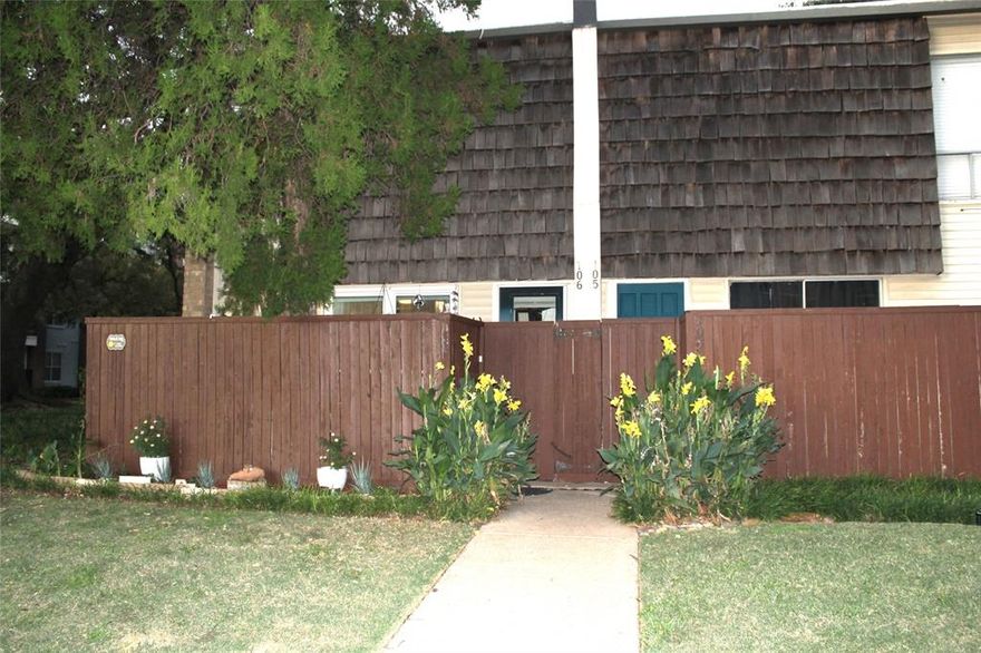 Fantastic rare Oak Lawn, Uptown area location! This precious one bedroom, one bath unit with street access has been meticulously maintained with some upgrades.  Natural stone tile flooring, double pane windows and a large glass insert front door provide an abundance of light. Stainless steel appliances are accented with granite countertops and breakfast bar. Original Saltillo tile on the first floor, with a beautifully updated stone, wood burning fireplace. Private patio with privacy fence. Second floor bedroom boasts a large workspace or flexible area. One assigned, carport parking space. Walking distance to local restaurants on Oak Lawn and Maple. One mile from Katy Trail and Reverchon Park.  Buyer and Buyers Agent to verify all information.