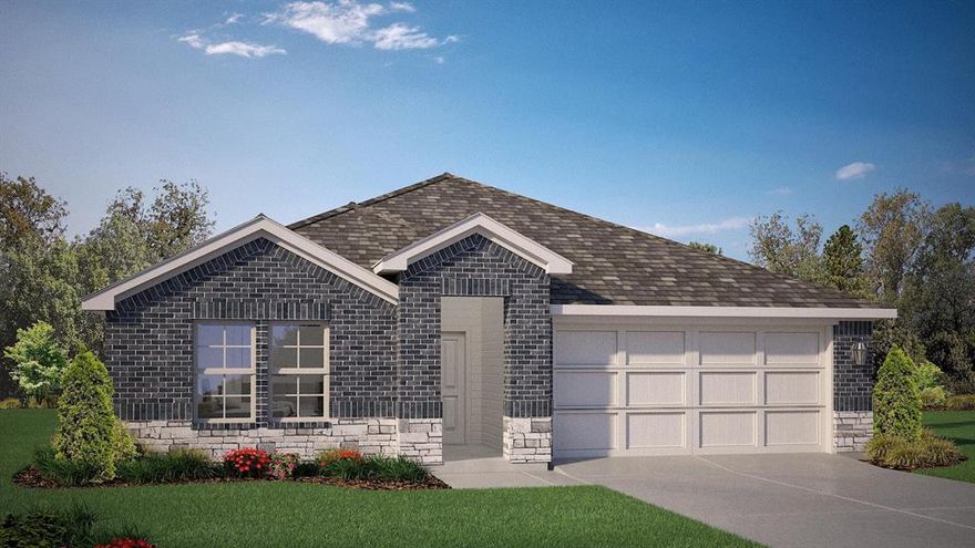 D.R. Horton America's Builder since 2002 is excited to serve as your new home builder in Lonestar at Liberty Trails, a fabulous unique master planned community in Justin and Northwest ISD! The Texas Cali Floorplan Elevation-B, with an estimated Spring completion. This is a single-story home offering 4 bedrooms, 2 bathrooms, and a 2-car garage. The open layout includes a family room, breakfast nook, and kitchen, featuring a large island, granite countertops, stainless steel appliances, gas range, built-in microwave, and a corner pantry. The primary suite includes a quartz-topped vanity, a 5-foot oversized shower, and a large walk-in closet. Luxury vinyl flooring enhances the entry, hallways, and wet areas, and the home includes a Home Is Connected® Smart Home Technology package. Outside, a covered back patio and fenced backyard with sod and sprinklers provide the perfect outdoor retreat. Additional features include a gas tankless water heater for energy efficiency. Future Community Amenities to include: Club House, Dog Park, Fishing Pond, Pickleball, Playground, Pool, Splash Pad, Walking-Nature Trails and Sand Volleyball. Situated conveniently near Highway 114 and Highway 287, Lonestar at Liberty Trails provides access to key roads, making it ideal for commuting and exploring the surrounding areas.