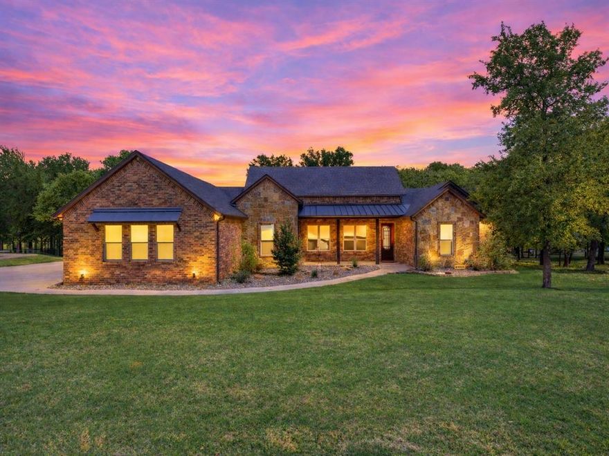 Wake up to golf course views and unwind on your oversized back porch in this Brock ISD gem. 

Built in 2017 and set on over half an acre, this 3 bedroom, 2.5 bath home sits directly on Sugartree Golf Course with a private, tree-lined approach to the 4th tee box. The setting alone is hard to beat—but the interior delivers just as much.

Step inside to a bright, open-concept layout designed for real life and entertaining. The spacious living room features a stunning floor-to-ceiling wood-burning fireplace, exposed beams, and large windows bringing in natural light and backyard views.

The kitchen is built to impress with an oversized island, double ovens, walk-in pantry, and abundant cabinetry—perfect for hosting or everyday use.

The split floorplan offers privacy, with a spacious primary suite featuring a large walk-in closet and direct access to the oversized covered back patio. Two additional bedrooms share a well-appointed bath, while a dedicated office with sliding barn door can easily function as a dining room or flex space.

A true standout feature is the mudroom entry from the three-car garage, plus a half bath with exterior access—ideal for a future pool bath.

Outside, enjoy a beautifully maintained yard and expansive covered patio overlooking the course—perfect for relaxing evenings or entertaining guests.

Located in a top-performing school district with access to community amenities including a pool, gym, and clubhouse, this home offers the lifestyle buyers are actively searching for.