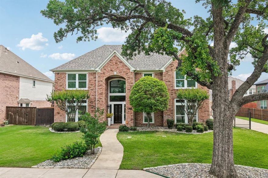 Spacious 4,440 sq ft home offering distinct spaces for work, entertaining, and everyday living, plus generous storage throughout and the flexibility to make it your own over time. Move-in ready as-is, this home presents a unique opportunity to personalize and add value while enjoying it comfortably from day one. The kitchen is open to the main living areas and includes a walk-in pantry, island, double ovens, and a downdraft electric cooktop with gas already plumbed to the island for future conversion.  At the front of the home, a private study with a built-in bookcase wall sits opposite the formal living and dining areas, creating a natural separation for work, hosting, or quiet retreat.
Upstairs, a super-sized game room anchors the second level, along with a separate bonus room ideal for a workout space, craft room, or hobby area. A dedicated media-TV room with built-in bookcases offers even more flexibility—use it as a media room, music room, or an additional living space for extended visitors' stays. Four bedrooms with walk-in closets are located upstairs, along with a dedicated storage room large enough to function as a seasonal closet, gift-wrapping room, or even a small hobby space. The backyard offers a heated pool with water feature, a large covered patio, and additional yard space beyond the pool—ideal for play, pets, or outdoor activities. A detached 3-car garage with gated access provides additional parking space. Major improvements include solar panels, replaced windows, and a Class 3 impact-resistant roof installed Fall 2025. Significantly improved energy performance compared to similar homes of this size, with notably low utility costs supported by solar production. Neighborhood amenities include tennis courts, playground, and a scenic catch-and-release pond at the entrance, often visited by ducks and egrets. Located in Carroll ISD and positioned for buyers who recognize the value of space, efficiency, and the opportunity to update at their own pace.