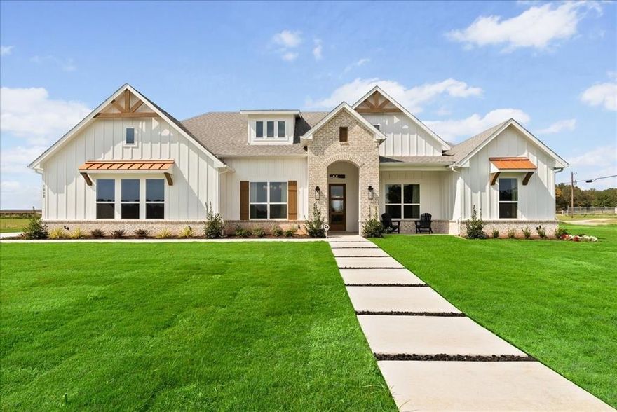 MLS# 21210891 - Built by Doug Parr Homes - Ready Now! ~ Discover this stunning new construction single-family residence in the desirable Brock Heights subdivision, featuring 4 spacious primary bedrooms and 3 full bathrooms within 2,668 square feet of thoughtfully designed living space. Built in 2024, this traditional-style home boasts an open floorplan, enhanced by decorative lighting and a cozy stone fireplace in the family room. The expansive kitchen includes a kitchen island and pantry, perfect for culinary enthusiasts. Enjoy the convenience of a dedicated dining area and a large backyard, ideal for outdoor activities. Additional highlights include a covered patio, central heating and cooling systems, and a 3-car garage. Located in the Brock ISD, with elementary to high school options nearby, this home is truly a gem ready for its new owners.