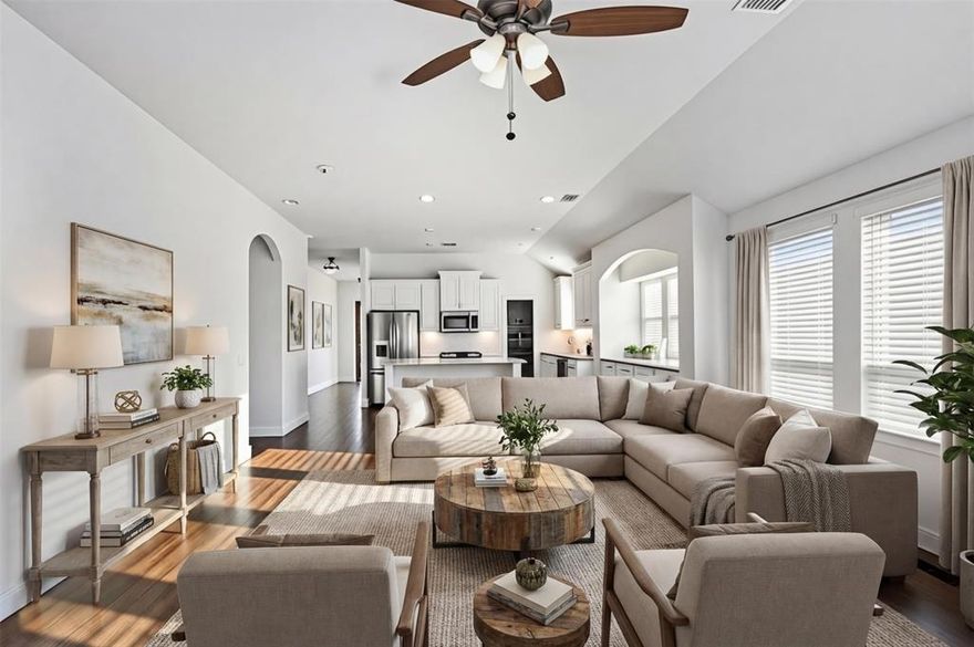 From the moment you arrive, the custom front door sets the tone for this beautifully maintained home on a premium corner lot in Claremont Estates. Inside, you’ll find an open floor plan with hardwood flooring, granite countertops, custom finishes, and plenty of room for everyone. The spacious kitchen boasts a large center island with an extended side buffet, perfect for entertaining, while multiple living and dining areas provide versatility for any lifestyle. Upstairs features a second living area ideal as a game room or executive office with skyline views along with an additional bedroom and full bathroom. Step outside to enjoy the covered patio and all the comfort this home has to offer. Schedule your showing today!