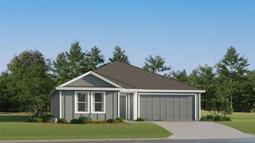 This new four-bedroom home offers convenient single-story living. An inviting open-concept floorplan encourages simple transitions and multitasking between the kitchen, dining room and family room. Three bedrooms are located near the front of the home, just steps from a full bathroom, and a luxurious owner’s suite is nestled into a private rear corner, complete with an en-suite bathroom and walk-in closet.