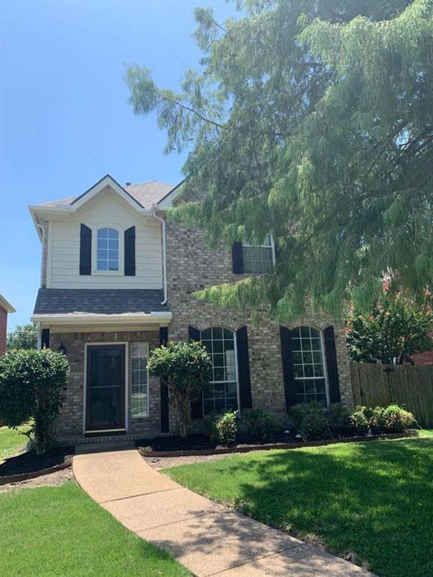 Welcome to this beautifully maintained 2-story single-family home offering approximately 2,240 sq. ft. of comfortable living space in the highly desired Deer Run subdivision, located within the top-rated Coppell ISD. This North-facing gem combines functional design, modern features, and exceptional community convenience. Step inside to a warm and inviting first floor featuring hardwood flooring throughout the main living areas. The layout includes a formal dining room and a spacious family room that flows seamlessly into the tiled kitchen. Home chefs will appreciate the granite countertops and granite sink, offering style and durability. Upstairs, you'll find all bedrooms thoughtfully situated for privacy. The second floor features a versatile game or media room equipped with a built-in 5.1 surround sound speaker system and a convenient built-in desk perfect for work, study, or entertainment. The spacious primary suite includes dual sinks, a separate shower, and an impressively large walk-in closet.This home comes with added conveniences such as a refrigerator in kitchen area and storage shed in the backyard typically included in the rental. Outside, enjoy a fenced backyard with a wooden storage structure, a covered patio, and a sprinkler system ideal for outdoor living. A 2-car garage provides ample parking and storage. Residents of this community benefit from HOA-maintained front yard lawn care and close proximity to top-rated schools. With its thoughtful layout, prime location, and well-maintained features, this home offers comfort, convenience, and exceptional value in the heart of Coppell.