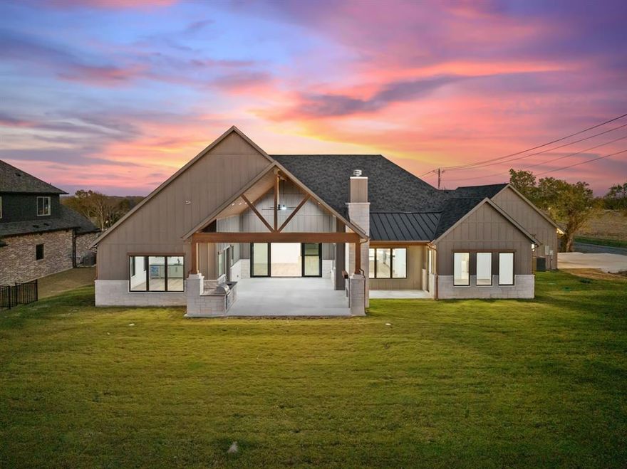 Welcome to your future dream home! Built by LUXE Custom Builders, this one-of-a-kind home sits on 1 acre across from a beautiful 200-acre farm in the highly desirable Deer Crossing community of Gunter. This impressive brand-new construction sits on a spacious corner lot and offers over 4,105 sq ft of thoughtfully designed living space. With this house being MOVE IN READY, now is the perfect time to secure this home and make it uniquely yours. Featuring 4 spacious bedrooms, a dedicated study, an expansive game room-- with a built in bar, dedicated dining room surrounded by windows, open concept kitchen with high end appliances, 4 full bathrooms, and 2 half baths. This home offers the ideal blend of luxury, comfort, and functionality for modern living. The highlight? A 764 sq ft covered patio with a soaring fireplace and outdoor bbq set up—perfect for entertaining or relaxing year-round. Don’t miss this rare opportunity to own this stunning home just minutes from Preston or 75. No HOA, No city taxes! Contact us today to learn more and schedule a tour with the builder! **BUILDER OFFERING $20K SELLER CREDIT FOR RATE BUY DOWN!!!**
