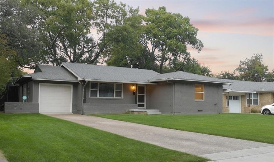 Great Richardson Location.Remodeled.Light and Bright.Open 3bedroom 2bath.New Windows with Blinds,Open Kitchen with Granite,New Appliances, New Cabinets,New Floor,Refrigerator Remains,Refinished Wood Floors.Baths with new tile, Recessed Lighting.Private Good Sized Backyard with 8 Foot BonB Wood Privacy Fence.Yard has Sprinkler System.1 Car Garage with Opener.Walk to Movies, Eats and Shopping. All measurements approximate.