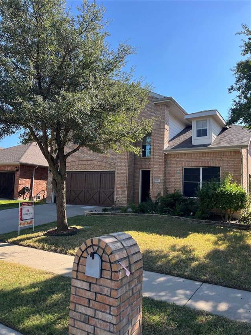 This home is a MUST SEE! This is a 2-story EAST facing home that has been barely lived in. Maintained like new condition! The home comes with new front landscaping stone borders and 1 extended patio features in the backyard. This beautiful home has 4 bedrooms, 3.1 bathrooms, 3 living, gas fireplace, breakfast nook, formal dining area and a spacious kitchen. Primary Suite is on 1st floor with a large walk-in closet and separate vanities. Upstairs hosts a large game room up with 3 bedrooms and 1 full baths up. This property also includes hardwood floors, tile in wet areas, granite countertops, stainless steel appliances. New refrigerator and new washer and dryer included with lease! The HOA includes a community pool and park. Lastly, this home is nestled in the highly desirable Frisco ISD. Home is priced to lease quickly! Come see this home today.