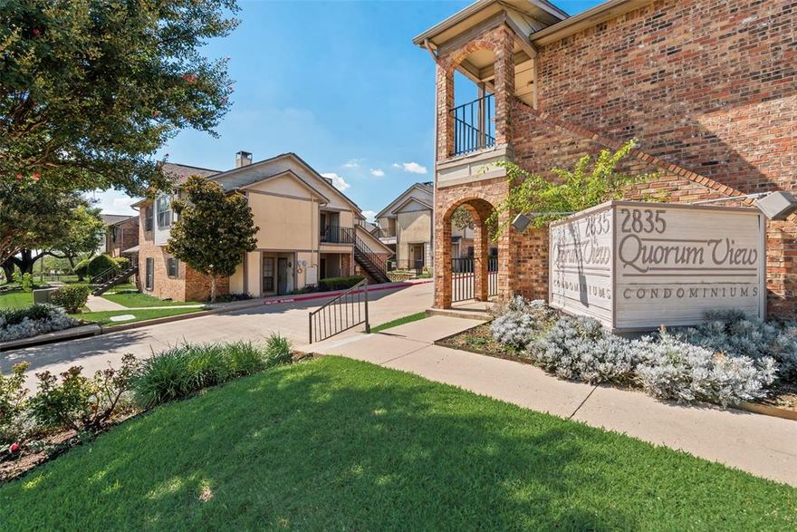 **Updated and move-in ready!** This beautifully refreshed condo boasts an on-trend neutral palette and new, low-maintenance grey vinyl plank flooring throughout most of the main floor. The open living area features a cozy fireplace, while the white kitchen shines with granite countertops, a brand new refrigerator and a pantry for extra storage.
A spacious bedroom on the main level offers an updated ensuite bath with new lighting, mirrors and a walk-in shower—perfect as a second primary suite! Upstairs, the private primary retreat features a fireplace with mantel, a relaxing sitting area, and multiple closets. The ensuite bath includes all-new plumbing, new double vanities, and updated fixtures for a fresh, modern touch.
Enjoy your morning coffee on the covered back patio.  With ample indoor storage plus an additional outdoor storage closet you'll have a place for everything. A brand-new washer and dryer are also included. Ideally located with quick access to George Bush, the Dallas North Tollway, Hwy 635, and all the dining, shopping, and events Addison has to offer!