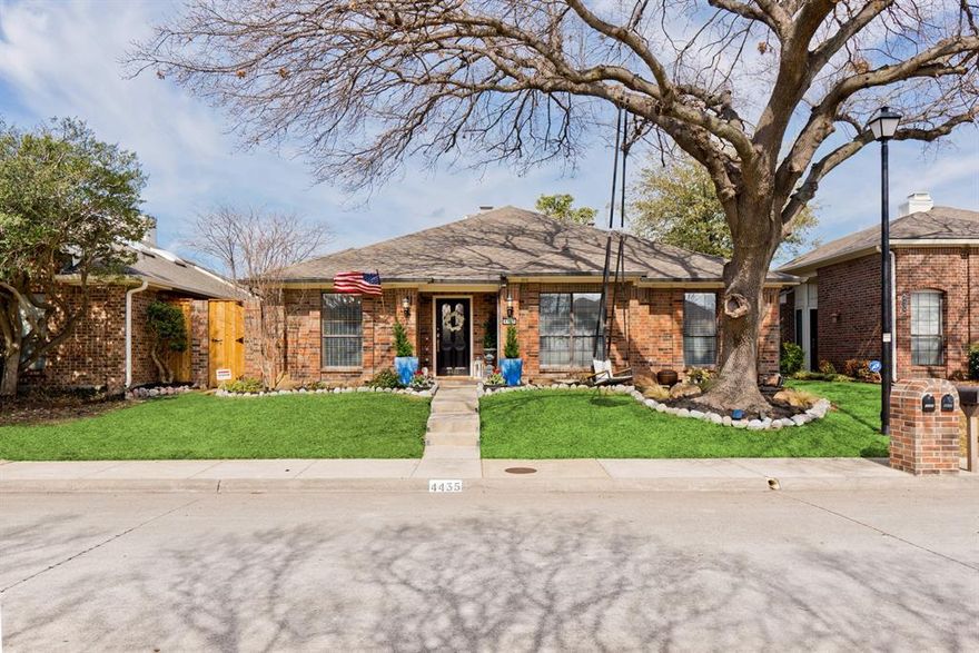 Stunning garden home in a highly sought-after location near PGB Tollway and DNT. From the moment you enter, the home offers a warm and welcoming introduction to its beautifully maintained interior. The recently remodeled gourmet kitchen is the centerpiece of the home, featuring striking white and navy cabinetry, quartzite countertops, a 36-inch five burner gas cooktop, custom vent hood, and vaulted ceiling. A large Kraus sink sits beneath a bay window overlooking the courtyard, filling the space with natural light. The open concept layout flows seamlessly from the kitchen into the family room and a second living or media room complete with a wet bar, ideal for entertaining or relaxing. The spacious primary suite includes an updated ensuite bath with custom vanity, garden tub, separate shower with frameless glass door, and modern fixtures. Two guest bedrooms and a well-appointed hall bath complete the interior. At the center of the home, a light filled atrium enhances the airy feel and brings natural light into multiple living spaces. Outdoor living is equally inviting, with a charming French inspired garden patio and pathway leading to a private courtyard garden, perfect for entertaining or enjoying a peaceful retreat.