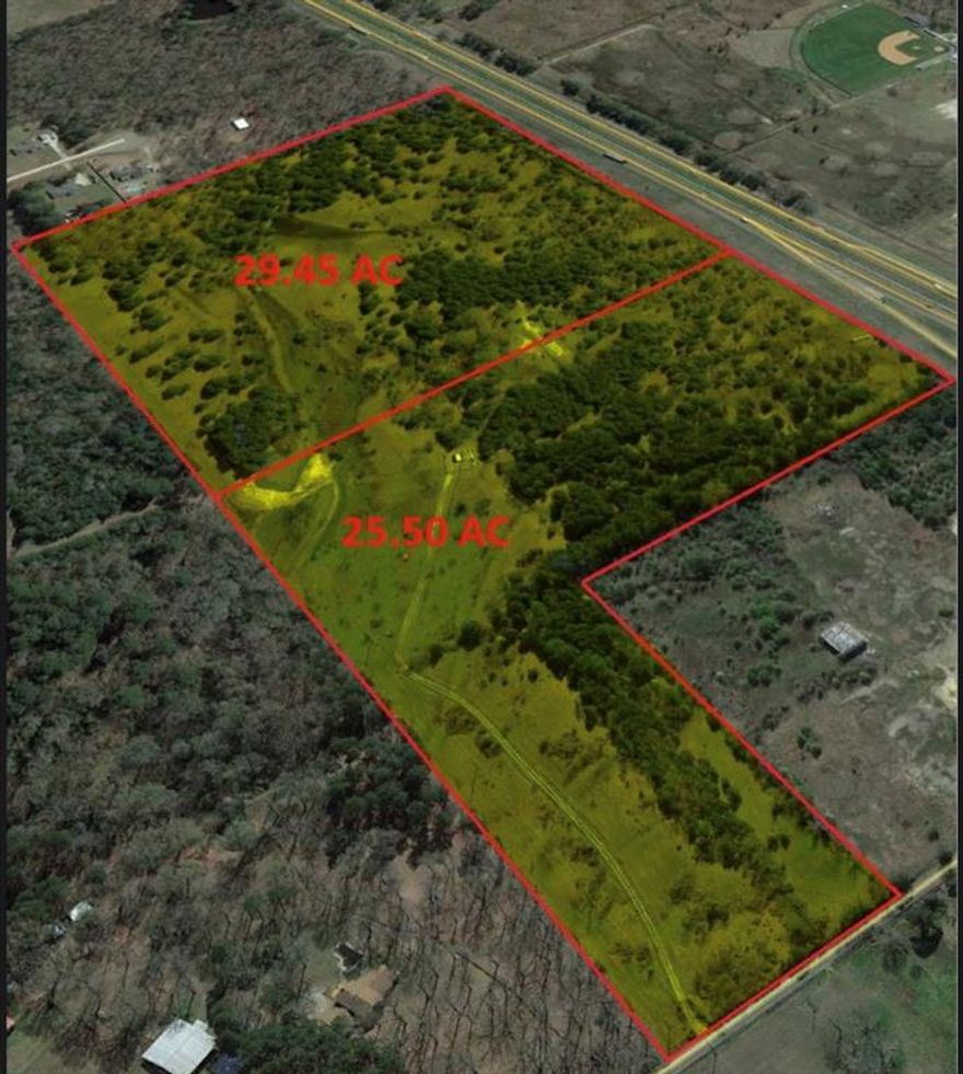 Will Subdivide. 55 acres of prime land on I-30 ready to be developed. Whether you are looking to develop a neighborhood, or develop industrial buildings, this property will work for you. This sight would be a great spot for Commercial buildings, Large Gas Station, Buc-ee's, a Walmart or Target, large strip centers for rental, or residential developments. Major opportunity to hold your 10-31 money, or to turn into income producing properties.