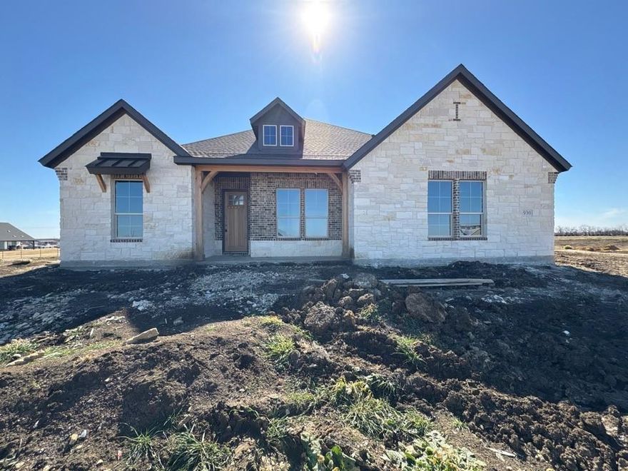 Estimated March 2026 completion! Ask us about our Trade In Trade Up program, we can buy your home! 1+ Acre Homesite! Step into the Bluebonnet by Riverside Homebuilders and embrace a lifestyle of comfort and functionality. With 4 bedrooms and 3 bathrooms sprawled over 2,686 square feet, this single-story haven offers ample space for every member of the family. As you enter through the inviting porch, the airy foyer sets the tone for the home's open layout. The owner's retreat boasts a spacious walk-in closet and a spa-like bathroom, offering a sanctuary for relaxation. Convenience is paramount with the laundry situated just off the bedrooms, accompanied by a mud bench near the garage entrance. To embrace the beautiful DFW weather without having to leave your home, step outside to the generous covered patio—where endless possibilities for outdoor enjoyment await. Owner financing available.