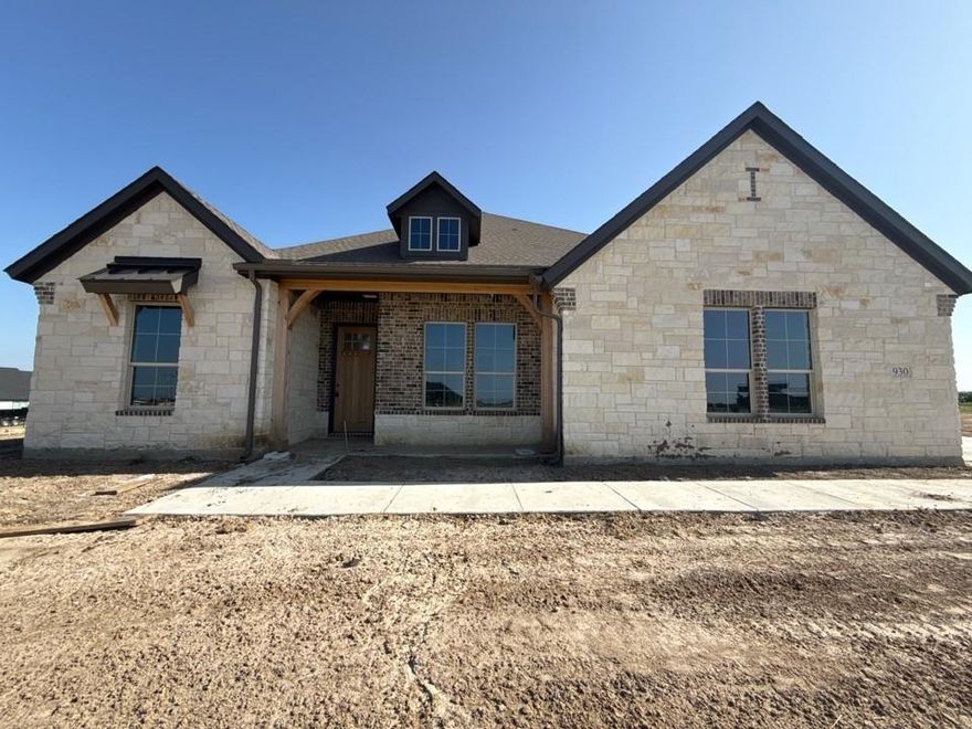 Estimated March 2026 completion! Ask us about our Trade In Trade Up program, we can buy your home! 1+ Acre Homesite! Step into the Bluebonnet by Riverside Homebuilders and embrace a lifestyle of comfort and functionality. With 4 bedrooms and 3 bathrooms sprawled over 2,686 square feet, this single-story haven offers ample space for every member of the family. As you enter through the inviting porch, the airy foyer sets the tone for the home's open layout. The owner's retreat boasts a spacious walk-in closet and a spa-like bathroom, offering a sanctuary for relaxation. Convenience is paramount with the laundry situated just off the bedrooms, accompanied by a mud bench near the garage entrance. To embrace the beautiful DFW weather without having to leave your home, step outside to the generous covered patio—where endless possibilities for outdoor enjoyment await. Owner financing available.