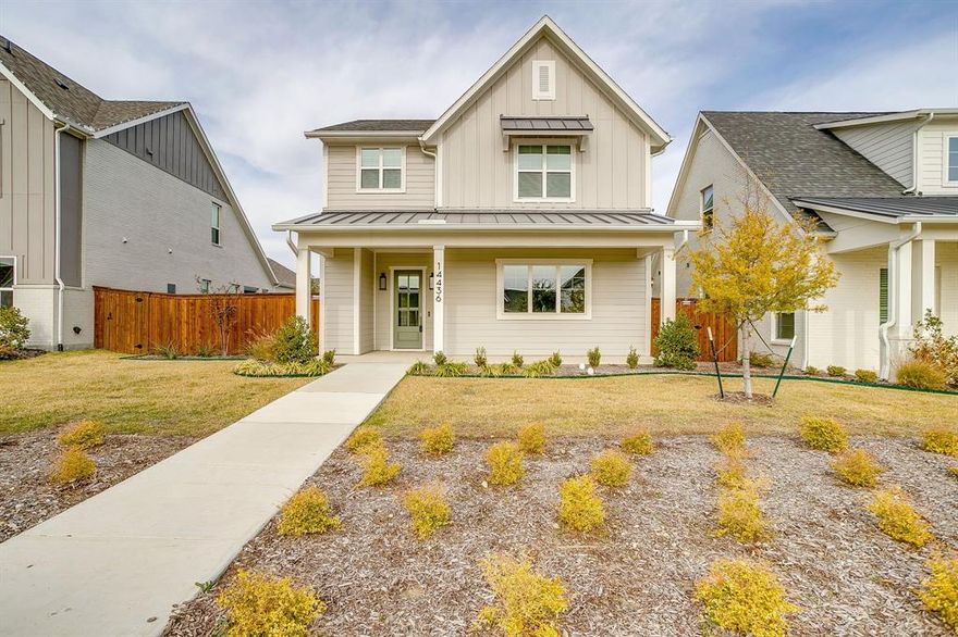 Welcome to the only floorplan of its kind in Walsh! Built in 2024 and featuring 4 bedrooms, 3.5 bathrooms, and a rear entry 2-car garage. Several favorite upgrades include the beautiful light oak engineered hardwood flooring, pocket office, and gold light fixtures, plus additional upgrades that include custom-automated window shades, garage storage, and a reverse osmosis drinking water system in the stunning kitchen with picture window!  Did you know? Walsh has a homeowners association that includes 2 GBPS internet, front yard maintenance, pools, fitness center with classes, multiple parks, a lake, a spectacular elementary school within walking distance, a daycare, a creative maker space, plus a Village convenient store with gas station all for you to enjoy! The downstairs primary suite is a private retreat with a spacious bathroom with double sinks, soaking tub and walk-in frameless glass shower with an attached oversized, walk-in closet. Upstairs you’ll find 3 nice size bedrooms with walk-in closets and 2 full bathrooms, along with a 2nd living room! There is so much to enjoy outside too with 2 covered patios along with a large, side yard. Welcome to your new home!