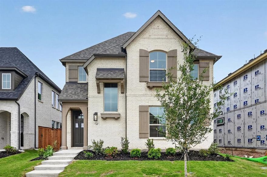 This charming two-story floor plan is designed for both comfort and functionality. The main floor features an open-concept kitchen with a central island, seamlessly connecting to the dining area and living room, which leads to a cozy patio for outdoor enjoyment. The primary suite offers a luxurious retreat with an ensuite bathroom. A secondary bedroom is located at the front of the home. A convenient full bathroom is also on this level. The rear-entry two-car garage offers ample storage and parking. Upstairs, you'll find a versatile loft area, perfect for additional living space or a playroom, along with bedrooms three & four, which share access to a full bathroom. The open-to-below design enhances the sense of space and connection throughout the home, making it ideal for modern living.