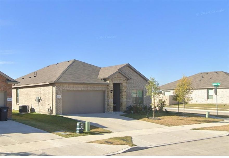 This newer 4bed 2bath, 1885sqf, corner lot, built in 2021 by DR Horton is an one story Smart-home at newer community (Watersbend South) that has pool, water slides, children's splash area, Softball Field and amenity centers. Master is separate from other 3 bedroom. Large kitchen area with good size pantry, granite island & countertop, and stainless steel appliance. Ceiling fans throughout. Open design with a lot of sunshine, neutral paint, nice tile flooring on wet areas. Sensor lights under kitchen cabinets. Cover patio and large backyard with beautiful stained fence. Close to pool and playground. Seeing is believing. This good quality and decent price house is for you and your family! Available for move-in Jan 1, 2026.