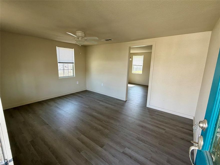 Cute 2bd, 2 bath with another small room that would make a cute nursery or home office...no closet, sits on nice size lot with lrg fenced backyard. Home wasr renovated and kitchen was fully redone including cabinets and appliances.  Home is close to restaurants, shopping and entertainment.  Washer, dryer and fridge are negotiable.