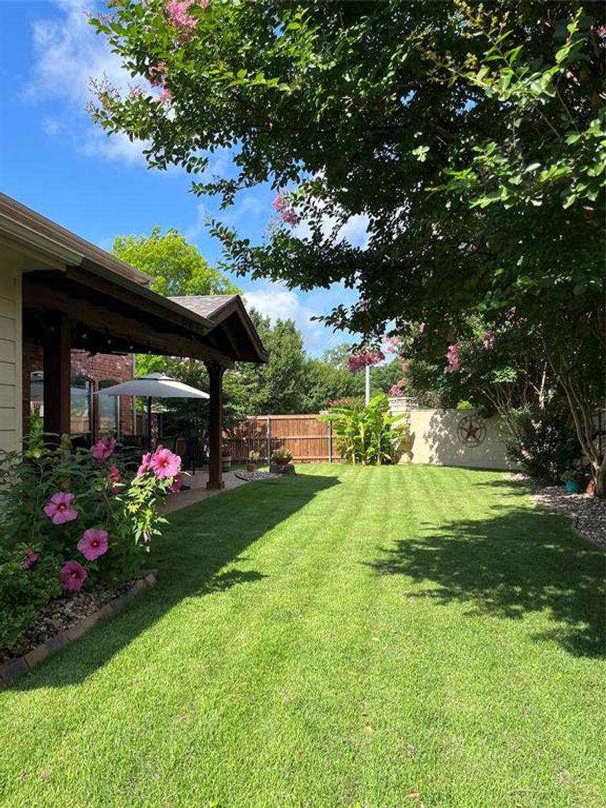 This spacious 2-story is located near serene parks, wineries, & premier GCISD schools. Within walking distance of private community fish pond, Lake Grapevine, & trails. Former builder model home & only 2 homeowners. Relax & entertain in a private backyard with a covered patio, recent hybrid grass, lush landscaping, & hardscaping. This home offers 4 bedrooms, 2 liv. & dining areas, a mother-in-law or guest suite flex, game room, & plethora of storage space. The interior includes relaxing earth tones, granite counters, wood-look tile floors, built-ins, SS appliances, Elfa organization components, & custom features throughout. An oversized primary suite showcases separate walk-in closets & dual vanities. Recent energy-efficient HVAC system, insulation, & storage shed. Nearby proximity to the rail system, expressways, DFW Airport, Gaylord Texan Resort, eateries, shopping, & local hot spots. Enjoy live music, festivals, & events in the nearby Historic Downtown Grapevine.