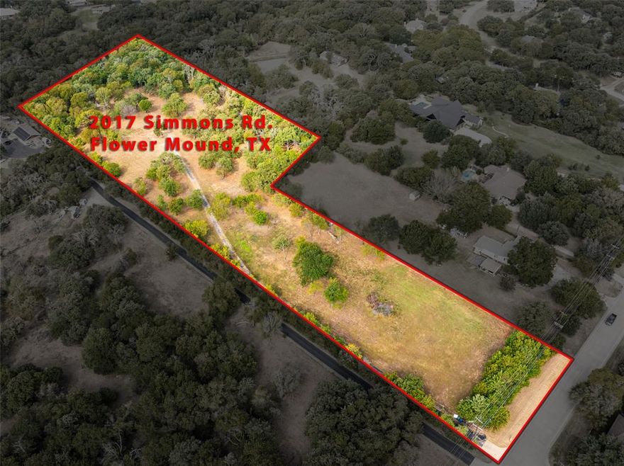 A rare opportunity to build your dream home on this beautiful 6.45 acre property in highly desired Flower Mound! Heavily wooded with many beautiful heritage trees, this ultra private parcel of land has been cleared and is ready for someone to build their forever home. The property backs to the Corps of Engineers land on Lake Grapevine and is within walking distance or biking distance to the lake! Do not miss this amazing opportunity!