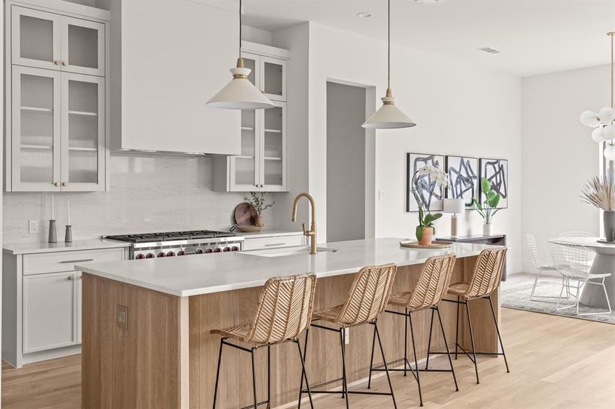 This 5-bedroom, 5-bath masterpiece nestled in serene Lakewood offers proximity to trails, White Rock Lake, Lakewood Elementary and truly exceptional neighbors. The approach & stunning vaulted ceiling entry create a grand impression setting the tone for exquisite design throughout. Marvel at the designer touches woven seamlessly from transitional lighting to quartz counters and backsplashes. The kitchen features custom stained cabinets, beautiful island, striking brass hardware & plumbing - aok exuding sophistication. Enjoy the study’s herringbone floors and modern wainscoting against dark walls. Retreat to the breathtaking primary suite downstairs offering marble bath luxury and comfort. Flex space provides versatility for your lifestyle needs while a spacious game room awaits for entertainment. Outside the backyard invites gatherings and potential for a pool. Experience luxury living in this meticulously crafted abode, where every detail exudes refinement and style.