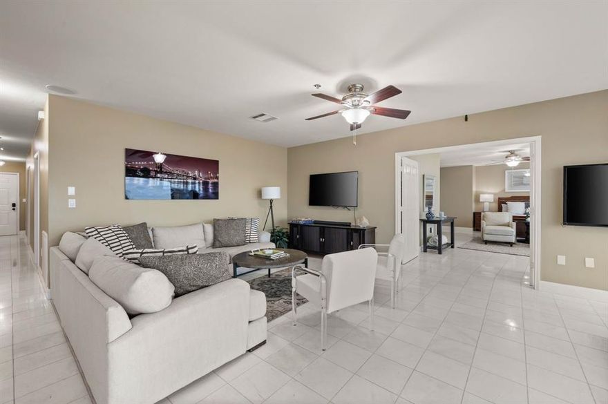 Beautifully maintained, Turn-Key, 3BR-3BA condo on the 6th Floor of LoneStar Tower at Texas Motor Speedway!  All furnishings, flat screen TV's, SS appliances, all kitchen items, linens & much more are included! Watch TMS & NASCAR events from one of 13 stadium seats inside your condo. TV's located in living rm & all bedrooms. Floor to ceiling windows with electric shades in both the main living area & the primary bedroom. Each bedroom has a lg ensuite bathrm. Marble & LVP flooring throughout. 8 event tickets & 2 garage parking passes also included. Community pool, hot tub, sports courts, fitness ctr & community ctr.  This condo has also been a very popular VRBO choice for many guests.  Whether you're looking for a permanent residence or an investment, this condo is a must-see!