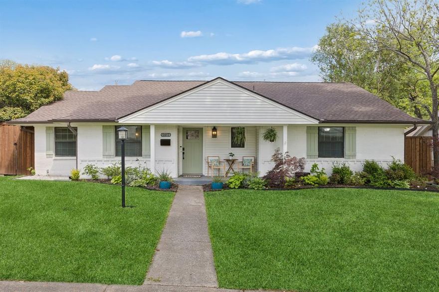 Perched on a hill in the heart of coveted Lake Highlands, 9734 Queenswood is the charming, move-in ready home you’ve been waiting for. From the moment you arrive, the welcoming front porch and stunning red oak set the tone for this warm and inviting property on a wonderful block.

Inside, you’ll find a beautifully updated, single-story layout filled with natural light and effortless flow. The home offers 3 bedrooms, 3 bathrooms, plus a versatile bonus room—perfect as a home office, playroom, workout space, or guest retreat. The kitchen features stone countertops and opens to living and dining spaces adorned with pretty engineered hardwood floors.

The spacious primary suite is a true retreat with a walk-in closet, en suite bath, and dedicated vanity area. An oversized two-car garage provides ample storage, adding to the home’s functionality.

Step outside to a dreamy backyard designed for both relaxation and play. Enjoy ultimate privacy with a board-on-board fence and sliding gate securing the driveway, while the low-maintenance turf and putting green create a fun and functional outdoor space. Quiet, private, and beautifully curated—this backyard is truly special.

All of this, just moments from the shops and restaurants at Walnut Hill & Audelia—making this not only a special home, but an unbeatable lifestyle opportunity. Charming, updated, and perfectly located—this is one you don’t want to miss!