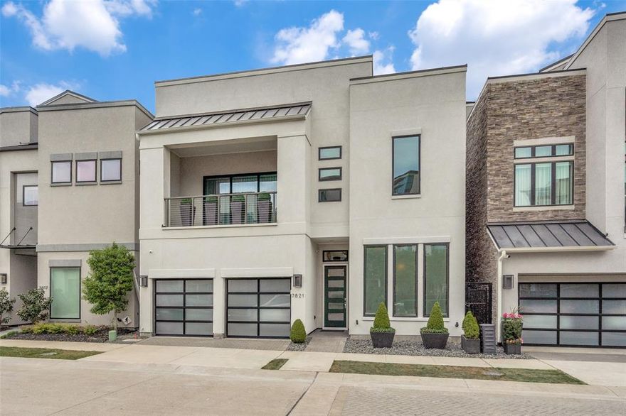 An exquisite masterpiece! Luxury villa with ELEVATOR situated on a coveted lot with countless features. Abundant storage closets, gas FP in Living Rm. Gourmet Kitchen with SS commercial-style gas stove & vent hood, BI refrig, double ovens & large Kitchen island w-breakfast bar, WI pantry.  Electric solar shades, 3 custom closets in Primary Suite with spa-like ensuite Bath features standalone tub and spacious shower. Fab guest suite. All Bedrms with large WI closets. Study on 1st fl. 2nd flr Library with floor-ceiling bookcases can be 2nd office. Game Rm with wet bar includes icemaker,  & bev cooler. Stunning custom glass-enclosed wine storage. 3 patios with covered living space. Low maint. front & back yards. 1st flr patio has BI grill, water feature, & 3rd flr patio offers FP & water feature. 3rd car space converted to a studio, a must see! Great location is within minutes of corporate giant headquarters, walking distance to Legacy West, easy access to Hwy 121 & Dallas North Tollway.