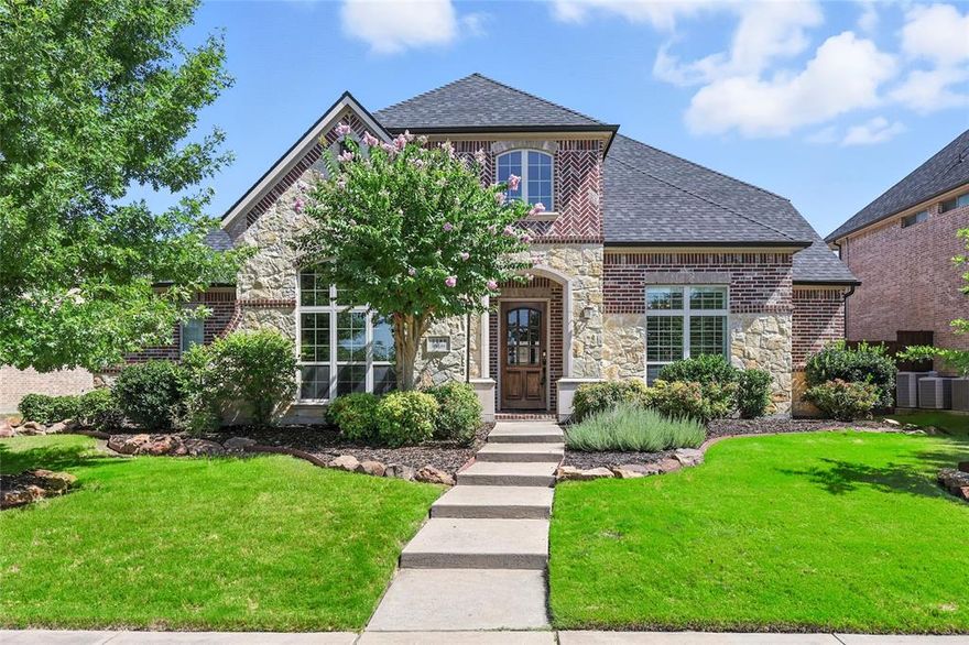 This exquisite 5-bedroom, 4.5-bath custom home by renowned builder Jeff Pfeifer offers luxury living at its finest. Located in a sought-after Frisco neighborhood, this home features an ideal layout with the primary suite downstairs and four spacious bedrooms upstairs—each with walk-in closets. One upstairs bedroom features a private ensuite bath, while two share a convenient Jack & Jill setup.

Step into the elegant dedicated office with built-in cabinetry and a coffered ceiling, then enjoy movie nights in the media room or entertain in the game room with a wet bar. The heart of the home is the kitchen, complete with granite countertops, hardwood cabinetry, a large island, gas cooktop, double ovens, walk-in pantry, and butler’s pantry.

The living room showcases hand-scraped hardwood floors, a beautiful stone gas fireplace, and even a wine grotto. The primary suite is generously sized with his-and-hers closets, while the laundry room includes built-ins, a sink, and a practical drop zone.

Step outside to your private backyard oasis featuring a pool, outdoor kitchen, electric gate leading to a three-car garage and a turfed area for pets or play.

Neighborhood amenities include a community pool, hiking and biking trails, and Falcons Field Park, which offers a basketball court, playground, BBQ area, and practice fields. Zoned to highly rated Boals Elementary and Lone Star High School, and just minutes away from schools, PGA Headquarters, The Star, Dallas North Tollway and so much more.

This home truly has it all—luxury, space, functionality, and location.