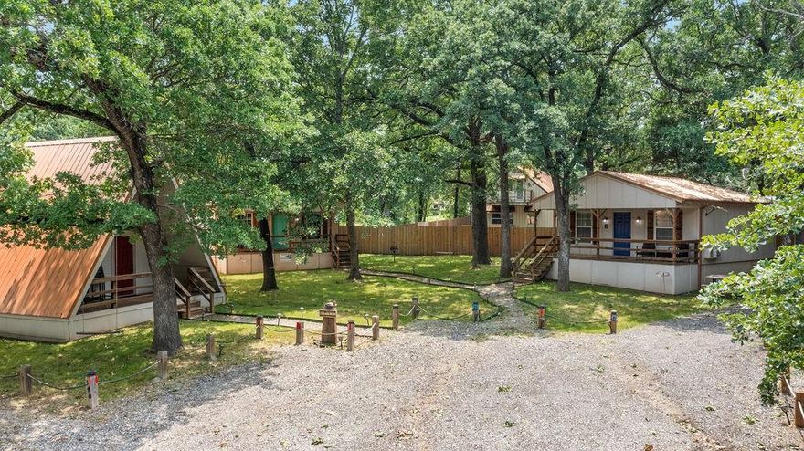 Don’t miss this rare chance to own a complete turnkey lake Texoma compound in Sherwood Shores that is currently being utilized as a vacation rental property! Perfect for investors or those entering the short-term rental market, this unique property features four individual cabins, each thoughtfully designed with modern finishes, charming details, and privacy. Each cabin offers a true home-away-from-home experience, with features like Wi-Fi, air conditioning, comfortable living spaces, relaxing porches, and access to a communal fire pit area, ideal for guests seeking both comfort and connection. No detail has been overlooked, ensuring a top-tier guest experience. Tucked beneath a canopy of mature trees and just minutes from Lake Texoma’s shoreline, the setting offers the perfect balance of peaceful seclusion and easy lake access. Whether you're expanding your portfolio or launching your first vacation rental venture, this fully furnished property is 100% ready to go. No updates, no renovations, no hassle! With Lake Texoma’s year-round appeal, this is a rare opportunity to acquire an income-generating asset in one of the area’s most sought-after locations. Opportunities like this don’t come around often! Schedule your private tour today!