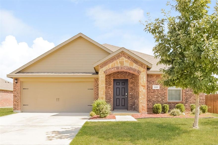 The gathering room features easy-care vinyl plank flooring and is spacious. The kitchen boasts granite counters, a breakfast bar, and stainless-steel appliances including a smooth-top stove. The large and airy main bedroom has good closet space and an ensuite bath with dual sinks. Secondary bedrooms are very spacious, sunny, and share a full bath. Additionally, this home comes with a 2-car garage and laundry hookups.

• OUTDOOR SPACE: Covered patio and FENCED BACKYARD

• COMMUNITY AMENITIES: Pool; Playground

• LOCATION: Close to I-35E and US-287. Straight shot to Dallas and Ft Worth. Great selection of retail and dining in downtown Waxahachie.

• SCHOOLS: Waxahachie Independent School District. Please verify all schools.

Every Sparrow home features a Ring doorbell paired with a SmartHome system that allows you to operate the thermostat and door locks remotely.